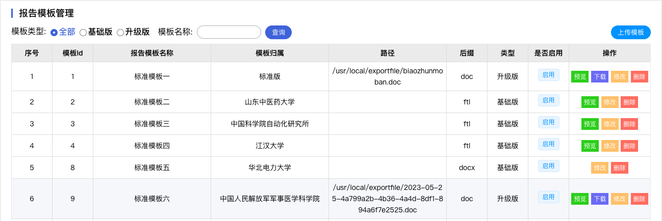 报告模板管理